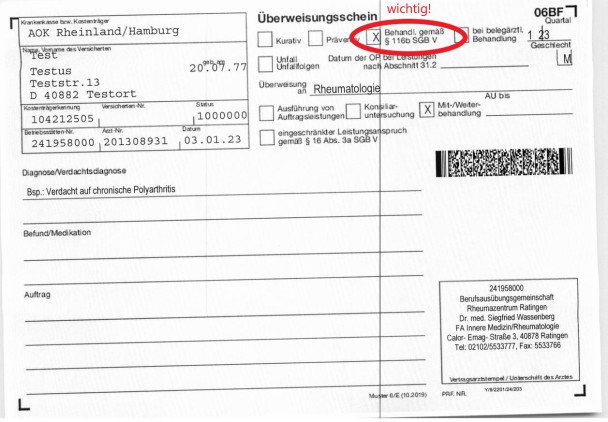 Überweisungsschein